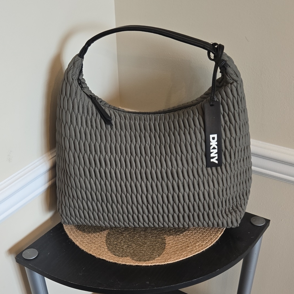 DKNY Textured Hobo Bag in Charcoal